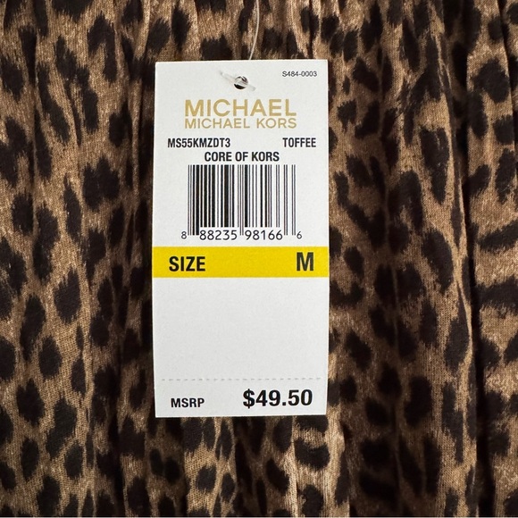 NWT Michael Kors Leopard Print Top Brown Black Scoop Neck Blouse Size Medium - Picture 5 of 5